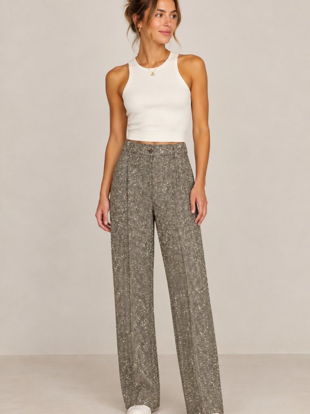 Vintage Carlisle Brown Wide leg wool blend pants size 6 academia preppy career